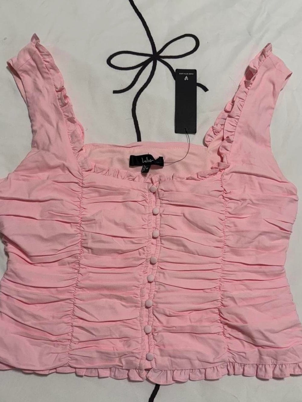 Pink Ruffle Ruched Top - Picture 3 of 5